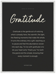 Gratitude Word of Intention Framed print 60x80 cm / 24x32″ White frame Carbon paper