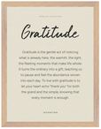 Gratitude Word of Intention Framed print 30x40 cm / 12x16″ Wood frame Linen paper