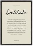 Gratitude Word of Intention Framed print A2 (42 x 59.4 cm) Black frame Linen paper