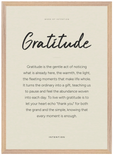 Gratitude Word of Intention Framed print A2 (42 x 59.4 cm) Wood frame Linen paper