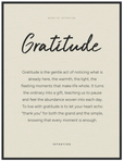 Gratitude Word of Intention Framed print 60x80 cm / 24x32″ Black frame Linen paper