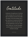 Gratitude Word of Intention Framed print 13x18 cm / 5x7″ Black frame Carbon paper