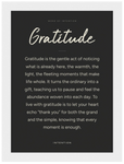 Gratitude Word of Intention Framed print 13x18 cm / 5x7″ White frame Carbon paper