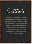 Gratitude Word of Intention Framed print 21x29.7 cm / 8x12" Dark wood frame Carbon paper
