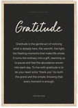 Gratitude Word of Intention Framed print 21x29.7 cm / 8x12" Wood frame Carbon paper
