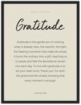 Gratitude Word of Intention Framed print 30x40 cm / 12x16″ Black frame Linen paper