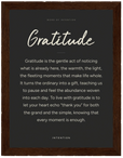Gratitude Word of Intention Framed print 30x40 cm / 12x16″ Dark wood frame Carbon paper