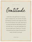 Gratitude Word of Intention Framed print 30x40 cm / 12x16″ Wood frame Linen paper