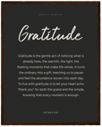 Gratitude Word of Intention Framed print 40x50 cm / 16x20″ Dark wood frame Carbon paper
