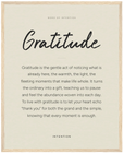 Gratitude Word of Intention Framed print 40x50 cm / 16x20″ Wood frame Linen paper