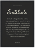 Gratitude Word of Intention Framed print A2 (42 x 59.4 cm) Black frame Carbon paper