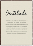 Gratitude Word of Intention Framed print A2 (42 x 59.4 cm) Dark wood frame Linen paper
