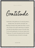 Gratitude Word of Intention Framed print 50x70 cm / 20x28″ Black frame Linen paper