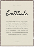 Gratitude Word of Intention Framed print 50x70 cm / 20x28″ Dark wood frame Linen paper