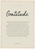 Gratitude Word of Intention Framed print 50x70 cm / 20x28″ Wood frame Linen paper