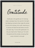 Gratitude Word of Intention Framed print 70x100 cm / 28x40″ Black frame Linen paper