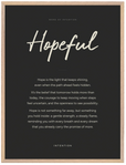 Hopeful Word of Intention Framed print 60x80 cm / 24x32″ Wood frame Carbon paper