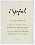 Hopeful Word of Intention Framed print 30x40 cm / 12x16″ White frame Linen paper