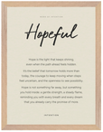Hopeful Word of Intention Framed print 30x40 cm / 12x16″ Wood frame Linen paper