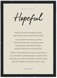 Hopeful Word of Intention Framed print 13x18 cm / 5x7″ Black frame Linen paper