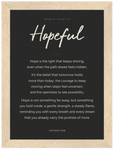 Hopeful Word of Intention Framed print 13x18 cm / 5x7″ Wood frame Carbon paper