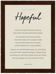 Hopeful Word of Intention Framed print 21x29.7 cm / 8x12" Dark wood frame Linen paper