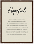 Hopeful Word of Intention Framed print 30x40 cm / 12x16″ Dark wood frame Linen paper