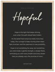 Hopeful Word of Intention Framed print 30x40 cm / 12x16″ Wood frame Carbon paper
