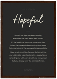 Hopeful Word of Intention Framed print A3 (29.7 x 42 cm) Dark wood frame Carbon paper