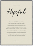 Hopeful Word of Intention Framed print 50x70 cm / 20x28″ Black frame Linen paper