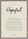 Hopeful Word of Intention Framed print 50x70 cm / 20x28″ Dark wood frame Linen paper