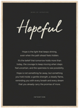 Hopeful Word of Intention Framed print 50x70 cm / 20x28″ Wood frame Carbon paper