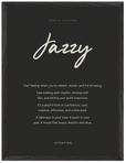 Jazzy Word of Intention Framed print 60x80 cm / 24x32″ Black frame Carbon paper