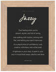 Jazzy Word of Intention Framed print 13x18 cm / 5x7″ Wood frame Carbon paper
