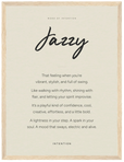 Jazzy Word of Intention Framed print 30x40 cm / 12x16″ Wood frame Linen paper
