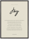 Joy Word of Intention Framed print 60x80 cm / 24x32″ Black frame Linen paper