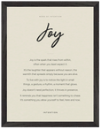 Joy Word of Intention Framed print 30x40 cm / 12x16″ Black frame Linen paper