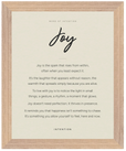 Joy Word of Intention Framed print 40x50 cm / 16x20″ Wood frame Linen paper