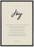 Joy Word of Intention Framed print 50x70 cm / 20x28″ Black frame Linen paper