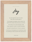Joy Word of Intention Framed print 50x70 cm / 20x28″ Wood frame Linen paper