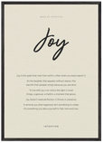 Joy Word of Intention Framed print A1 (59.4 x 84.1 cm) Black frame Linen paper