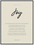 Joy Word of Intention Framed print 60x80 cm / 24x32″ Black frame Linen paper