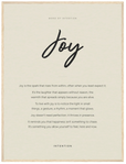 Joy Word of Intention Framed print 60x80 cm / 24x32″ Wood frame Linen paper