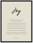Joy Word of Intention Framed print 30x40 cm / 12x16″ Black frame Linen paper