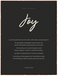 Joy Word of Intention Framed print 30x40 cm / 12x16″ Dark wood frame Carbon paper