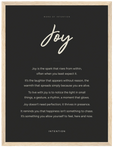 Joy Word of Intention Framed print 30x40 cm / 12x16″ Wood frame Carbon paper