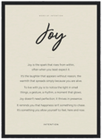Joy Word of Intention Framed print A3 (29.7 x 42 cm) Black frame Linen paper