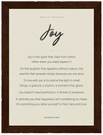 Joy Word of Intention Framed print A3 (29.7 x 42 cm) Dark wood frame Linen paper