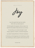 Joy Word of Intention Framed print A3 (29.7 x 42 cm) Wood frame Linen paper
