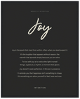 Joy Word of Intention Framed print 40x50 cm / 16x20″ Black frame Carbon paper